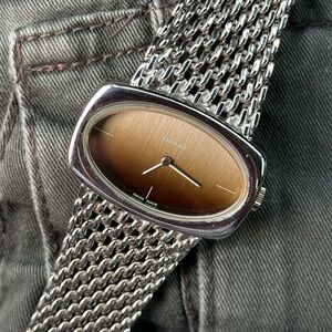 Tissot Men's Silver Mesh Watch with Brown Gradient Dial